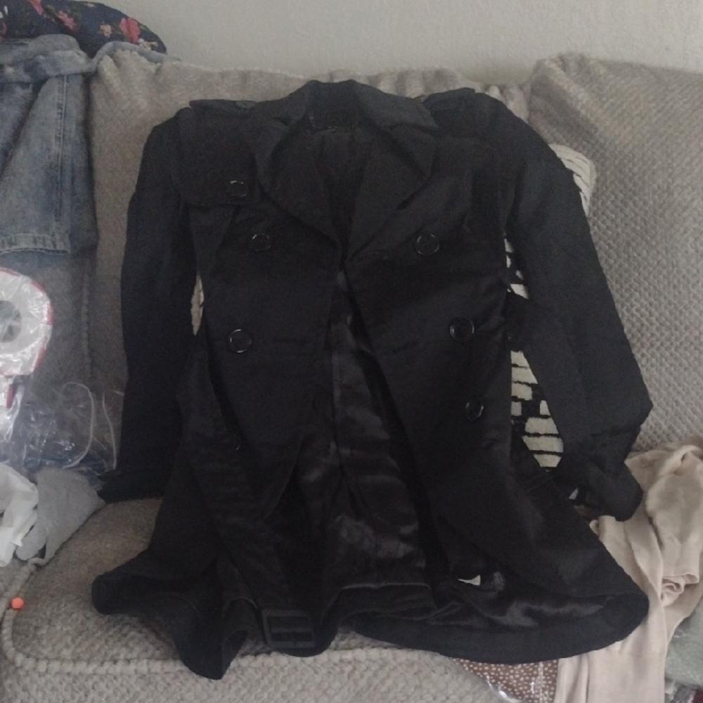 Bebe Black Trench Coat Sleek Lightweight Design